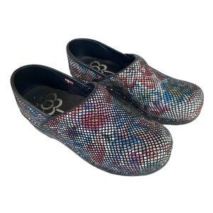 Sanita Pro Floral Ohana Comfort Professional Clog Mosaic Metallic Floral Sz 7.5